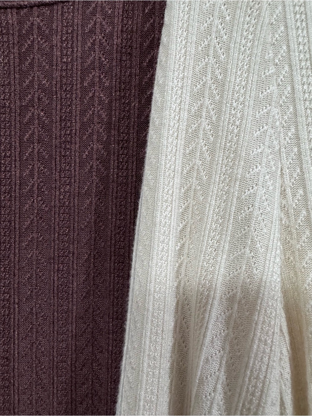 Long Sleeve Knit Shift Dress in Cream and Brown - Picture 2 of 8